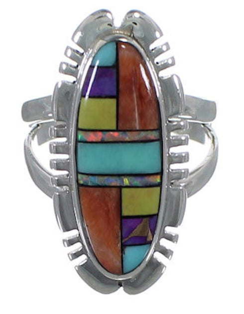 Sterling Silver Multicolor Southwest Ring Size 5-3/4 TX38167